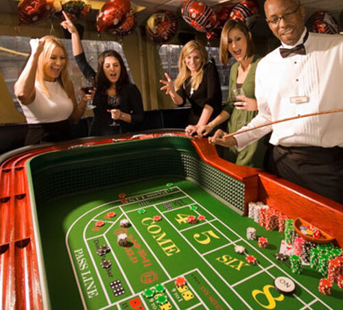 A casino table with people gambling