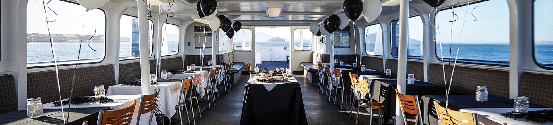 Interior of a ship set up for an event